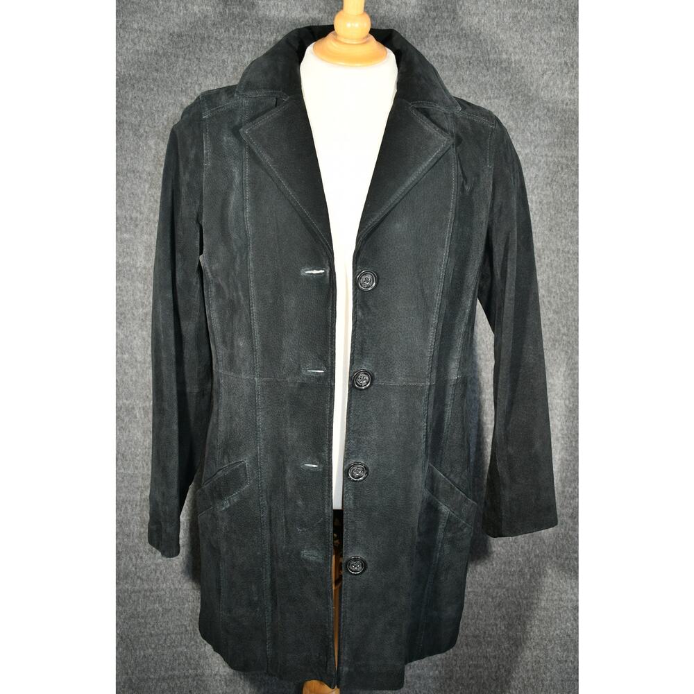 Women's Dennis Basso Black Suede Jacket Lined Size Medium